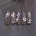 Flower Lace Nail Art Stickers White Bridal Lace Adhesive Embossed Sticker Decals to4070