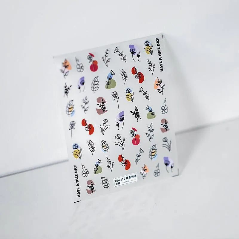 Flower Leaf Nail Art Stickers 3D Floral Adhesive Slider Sticker Decals TS2171