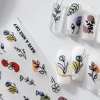 Flower Leaf Nail Art Stickers 3D Floral Adhesive Slider Sticker Decals TS2171