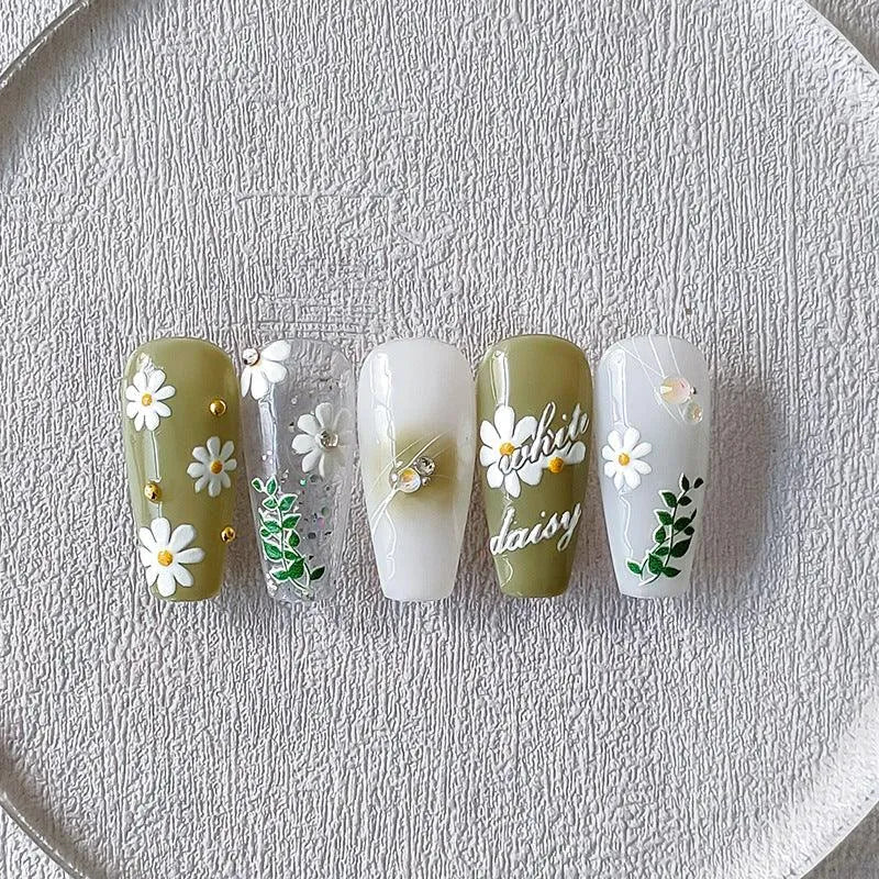 Flower Leaf Nail Art Stickers Adhesive Slider Daisy Flowers Sticker Decals TS2373