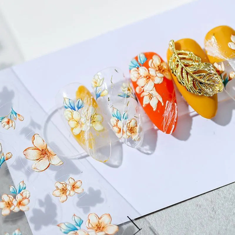 Flower Leaf Nail Art Stickers Floral Adhesive Sticker Decals TS1175