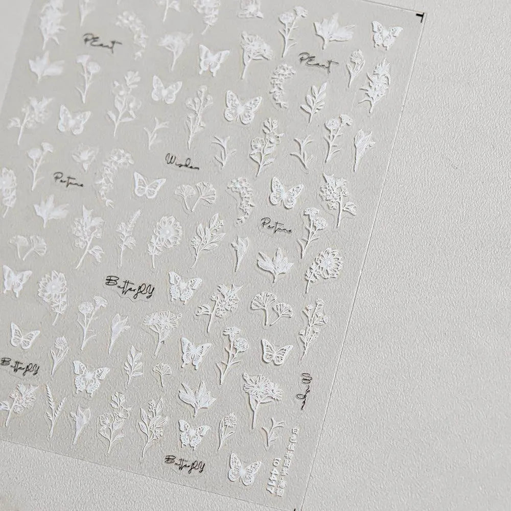 Flower Leaf Nail Art Stickers Floral Butterfly Adhesive Nail Sticker Decals to4416