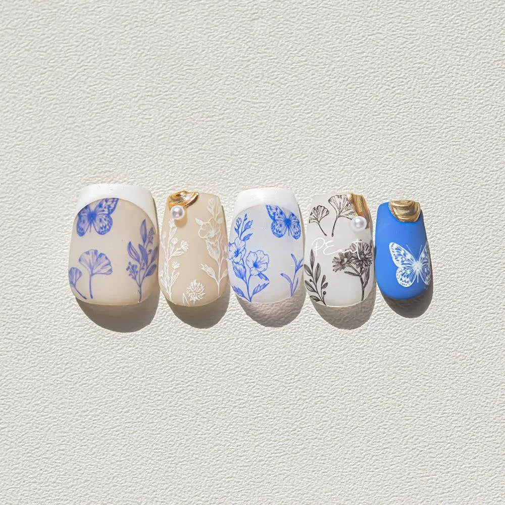 Flower Leaf Nail Art Stickers Floral Butterfly Adhesive Nail Sticker Decals to4416