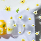 Flower Nail Art Stickers Adhesive Embossed Plumeria Sticker Decals KX241