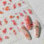 Flower Nail Art Stickers Adhesive Rose with Beads Sticker Decals TL120