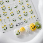 Flower Nail Art Stickers Adhesive Slider Embossed Dandelion Sticker Decals TS2194