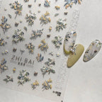 Flower Tree Nail Art Stickers Adhesive Embossed Osmanthus Flower Sticker Decals 