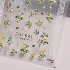 Flower Tree Nail Art Stickers Adhesive Embossed Osmanthus Flower Sticker Decals 