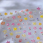 Flowers Nail Art Stickers Floral Adhesive Embossed Sticker Decals 