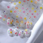Flowers Nail Art Stickers Floral Adhesive Embossed Sticker Decals 