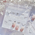 French Lace Pearl Rhinestone Nail Stickers – Pre-Arranged Self-Adhesive Nail Gems MD028
