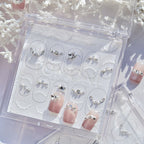 French Lace Pearl Rhinestone Nail Stickers – Pre-Arranged Self-Adhesive Nail Gems MD028