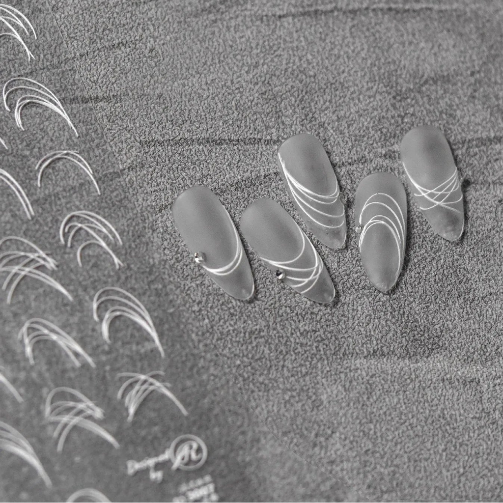 French Line Nail Art Stickers - Chic Abstract Metallic Decals to3007