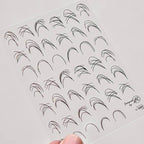 French Line Nail Art Stickers - Chic Abstract Metallic Decals to3007