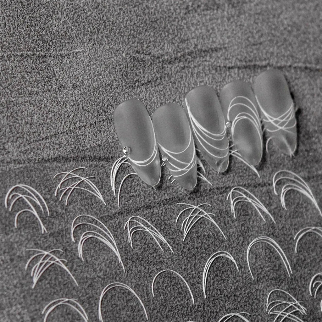 French Line Nail Art Stickers - Chic Abstract Metallic Decals to3007