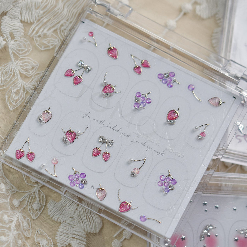 Fruit Charm Rhinestone Nail Stickers – Pre-Arranged Self-Adhesive Nail Gems MD037