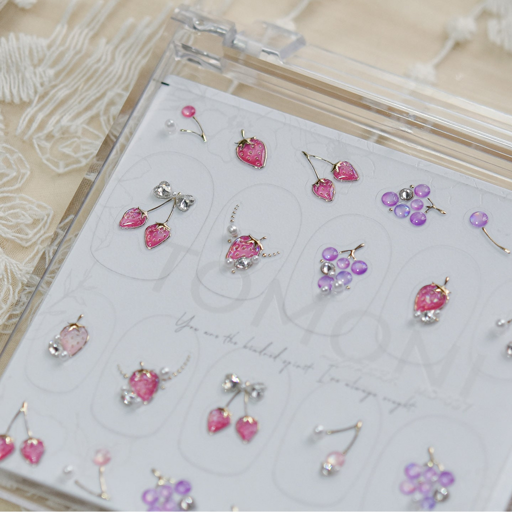 Fruit Charm Rhinestone Nail Stickers – Pre-Arranged Self-Adhesive Nail Gems MD037