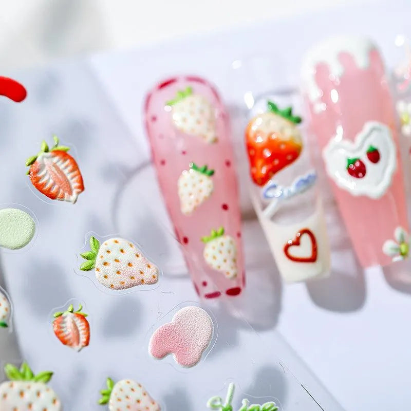 Fruit Nail Art Stickers Adhesive Strawberry Sticker Decals TS1216