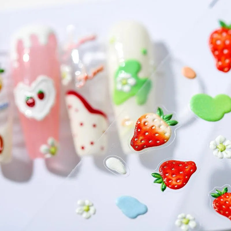 Fruit Nail Art Stickers Adhesive Strawberry Sticker Decals TS1216