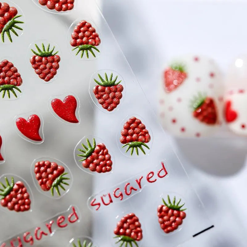 Fruit Nail Art Stickers Raspberry Adhesive Sticker Nail Decals TS1523