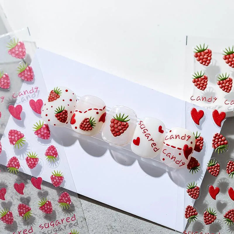 Fruit Nail Art Stickers Raspberry Adhesive Sticker Nail Decals TS1523