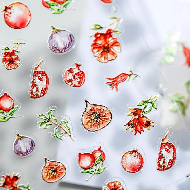 Garnet Flower Nail Art Stickers Adhesive Slider Garnet Fruit Sticker Decals MN021
