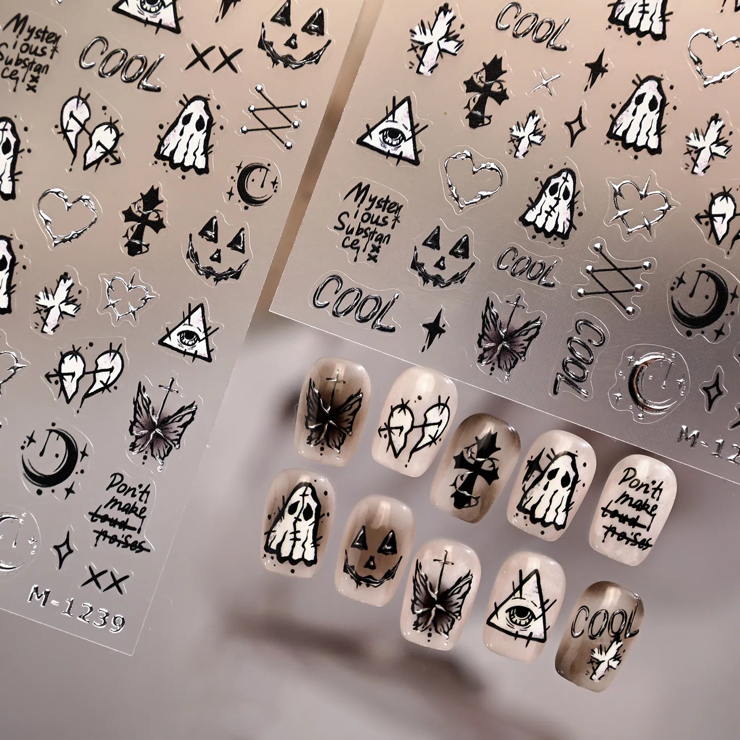 Ghost Skull Halloween Nail Stickers | Cute Spooky Goth Decals M1239