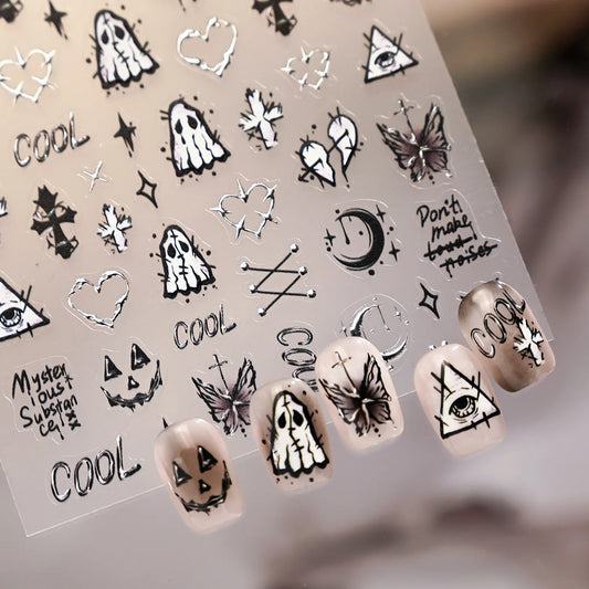 Ghost Skull Halloween Nail Stickers | Cute Spooky Goth Decals M1239