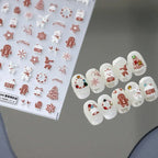 Ginger Man Nail Art Stickers Adhesive Embossed Christmas Deer Bells Sticker Decals 