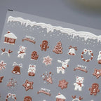 Ginger Man Nail Art Stickers Adhesive Embossed Christmas Deer Bells Sticker Decals 