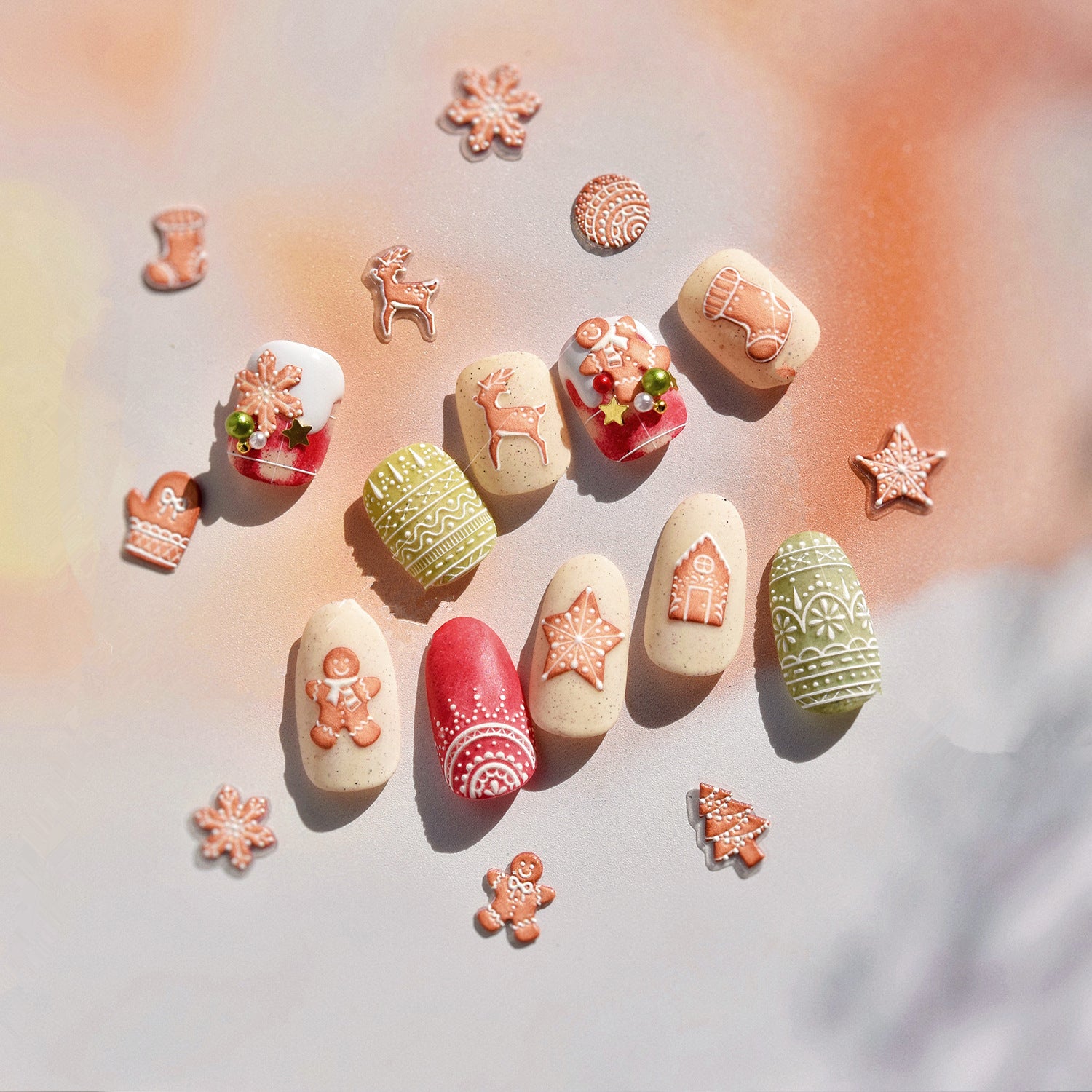 Gingerbread Man Nail Art Stickers Adhesive Embossed Xmas Tree Sticker Decals 