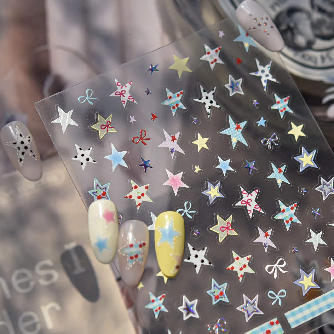 Gingham 5D Nail Stickers | Pop Star & Cherry Nail Art