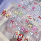 Gingham Plaid Bow Nail Stickers - Preppy Coquette Art Decals 5579