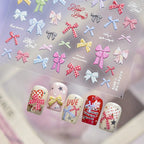 Gingham Plaid Bow Nail Stickers - Preppy Coquette Art Decals 5579