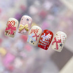 Gingham Plaid Bow Nail Stickers - Preppy Coquette Art Decals 5579