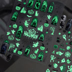 Glow in the Dark Halloween Nail Stickers - Spooky Skeleton Hand Decals