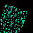 Glow in the Dark Jellyfish Nail Stickers - Luminous Ocean Decals