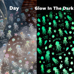 Glow in the Dark Jellyfish Nail Stickers - Luminous Ocean Decals