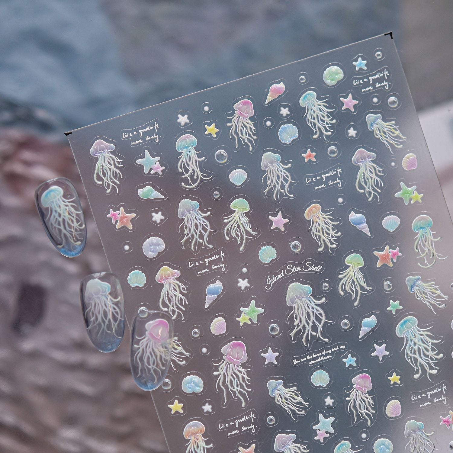 Glow in the Dark Jellyfish Nail Stickers - Luminous Ocean Decals