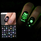Glow in the Dark Skeleton Hand Nail Stickers - Gothic Heart Decals