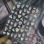 Glow in the Dark Skeleton Hand Nail Stickers - Gothic Heart Decals