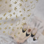 Gold 5D Floral Nail Stickers - Embossed Dried Flower & Botanical Decals