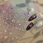 Gold Celestial Nail Stickers | Magical Girl Stars Moon & Bow Y2K Decals