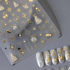 Gold Christmas Snowflake Nail Art Stickers Winter Adhesive Sticker Decals TL066