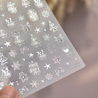 Gold Christmas Tree Nail Art Stickers Elk Adhesive Embossed Sticker Decals to4679