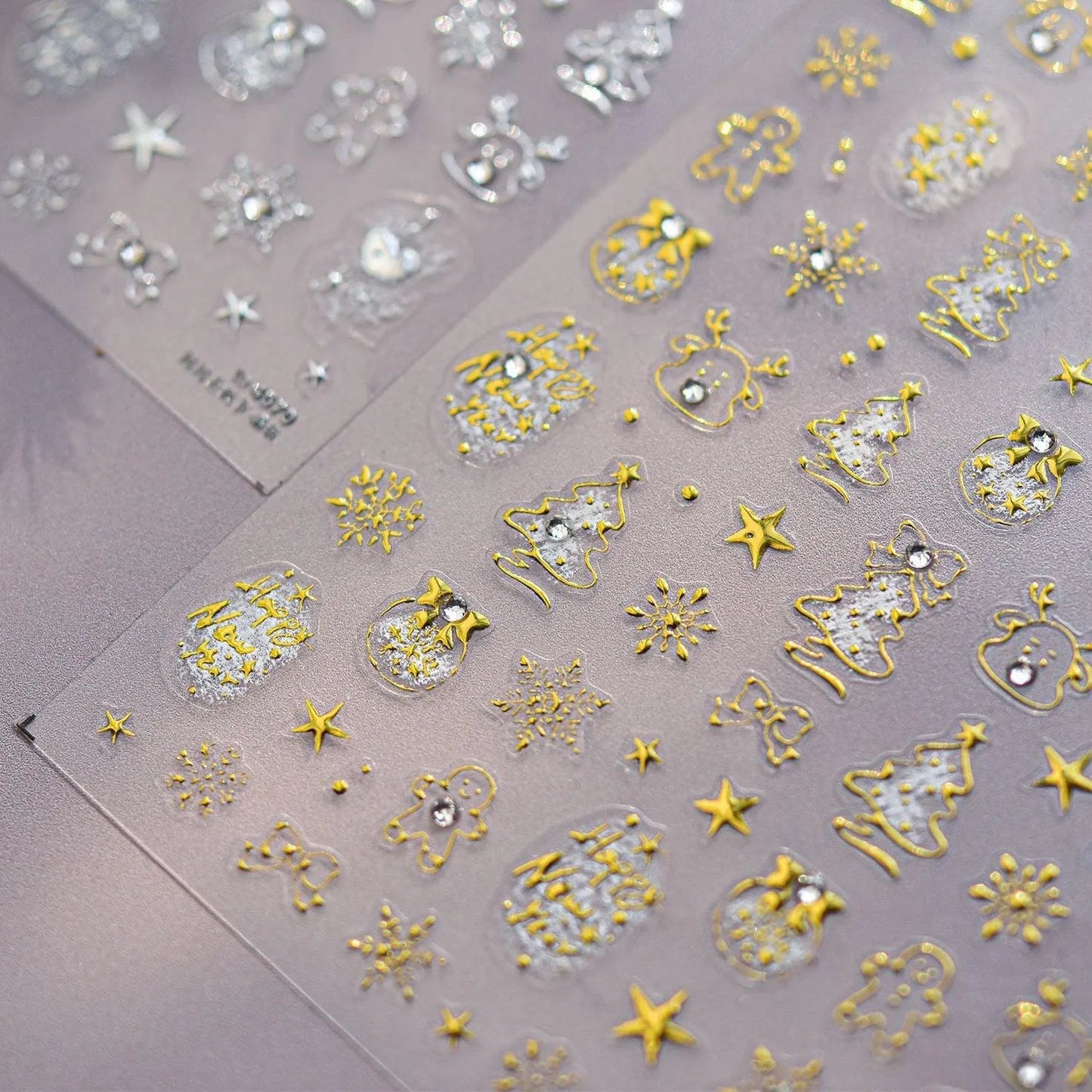 Gold Christmas Tree Nail Art Stickers Elk Adhesive Embossed Sticker Decals to4679