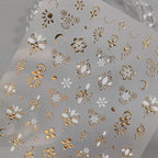 Gold Floral Nail Art Stickers 3D Adhesive Slider Metal Flower Sticker Decals M255