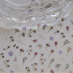 Gold Foil 5D Floral Nail Stickers - Embossed Dried Flower & Botanical Decals 