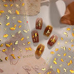 Gold Ginkgo Leaf Nail Stickers - Autumn Fall Leaf Nail Art Decals M1247