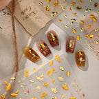 Gold Ginkgo Leaf Nail Stickers - Autumn Fall Leaf Nail Art Decals M1247